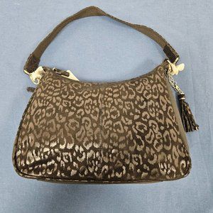 Concealed Carry Basic Hobo Handbag in Sueded Leather Black Cheetah Print